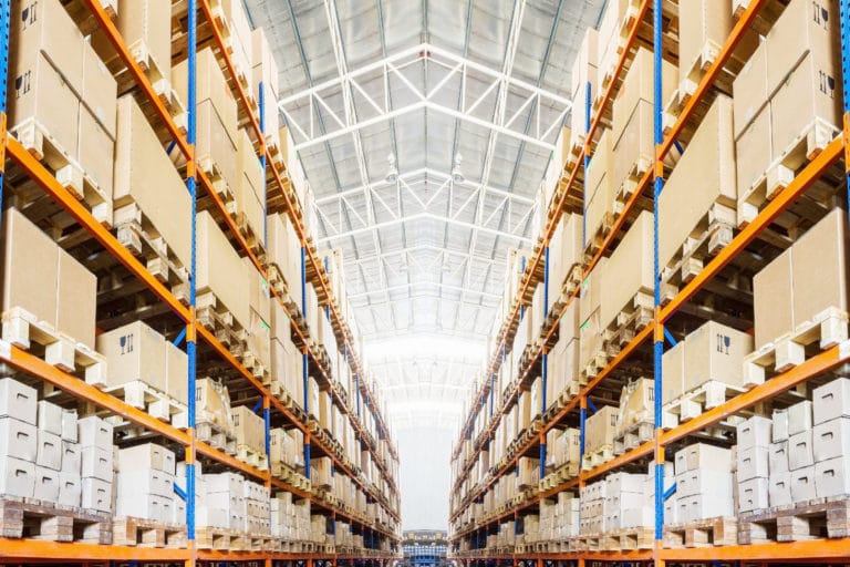 Warehouse stock image highlighting excess stock